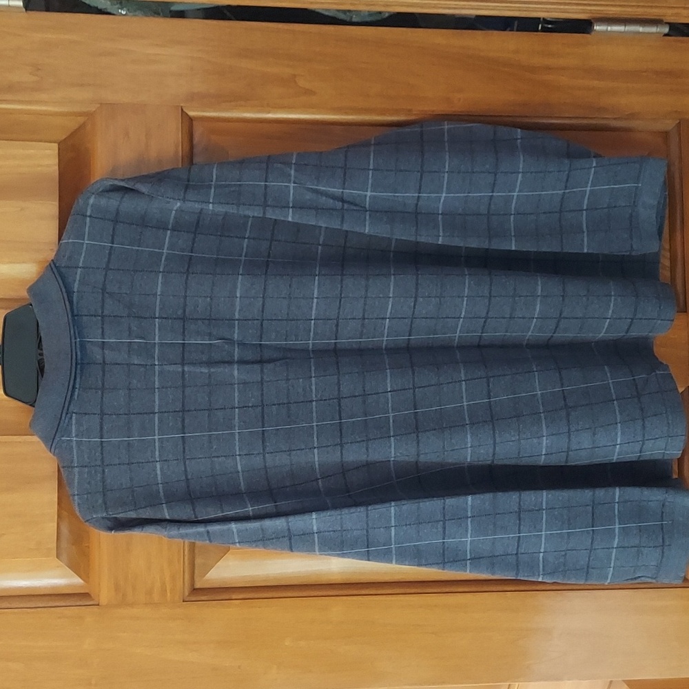 * Croft & Barrow Soft Blue Plaid Polo Long Sleeve Shirt, Button-Up Size Large - Picture 3 of 7